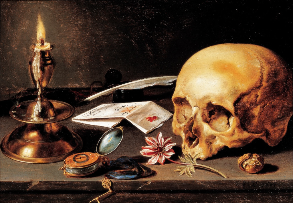 death curious art Pieter Claesz, Vanitas Still Life, 1625.